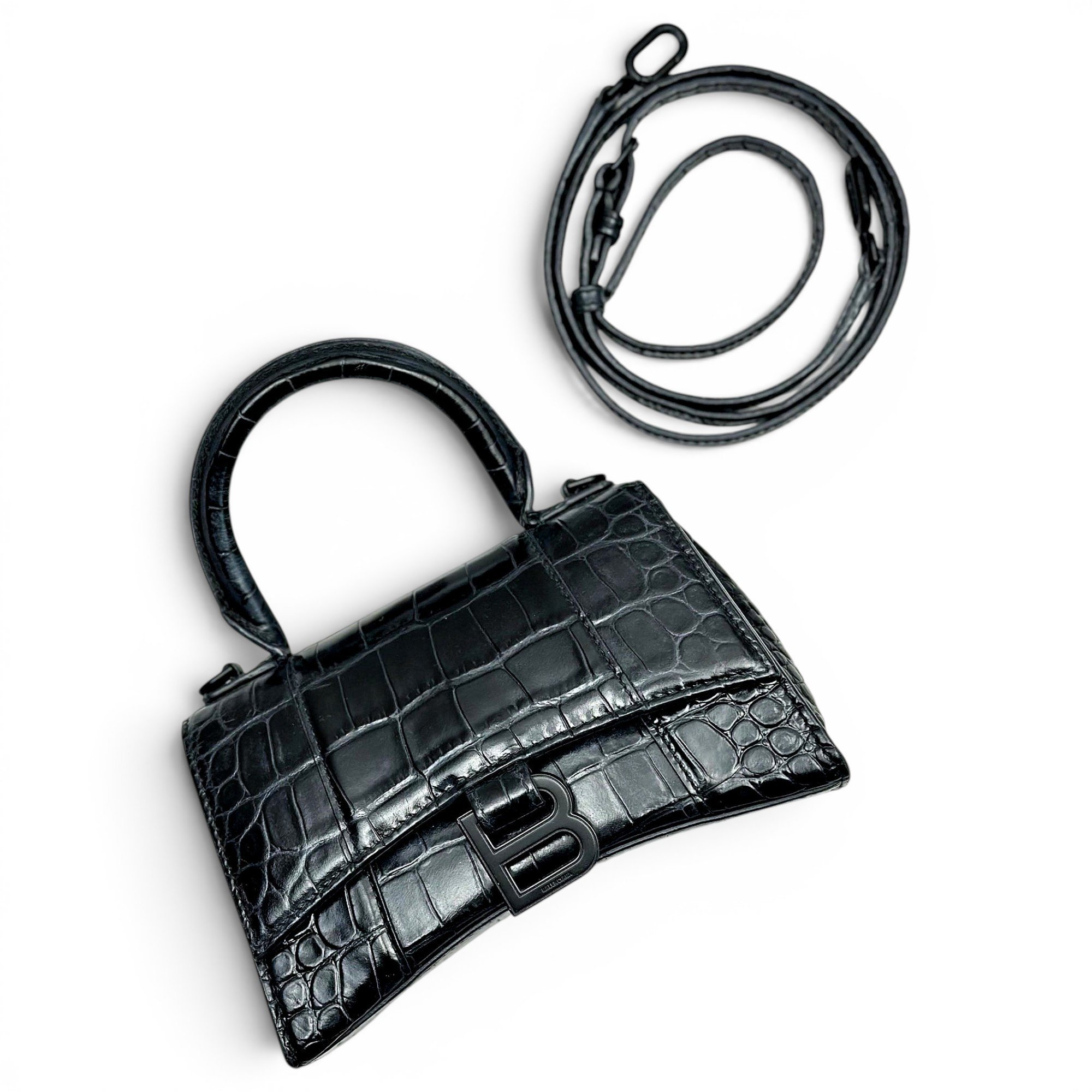 Hourglass leather handbag
