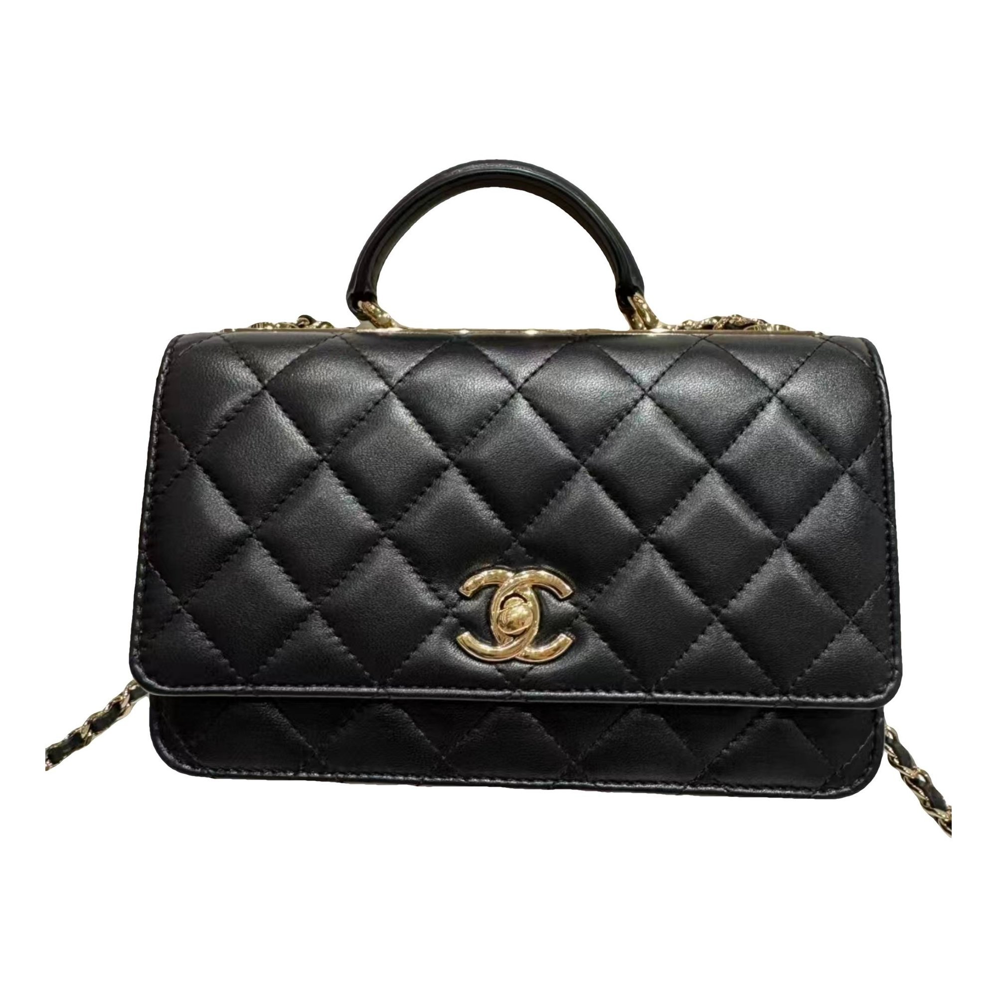 Trendy CC Top Handle leather handbag