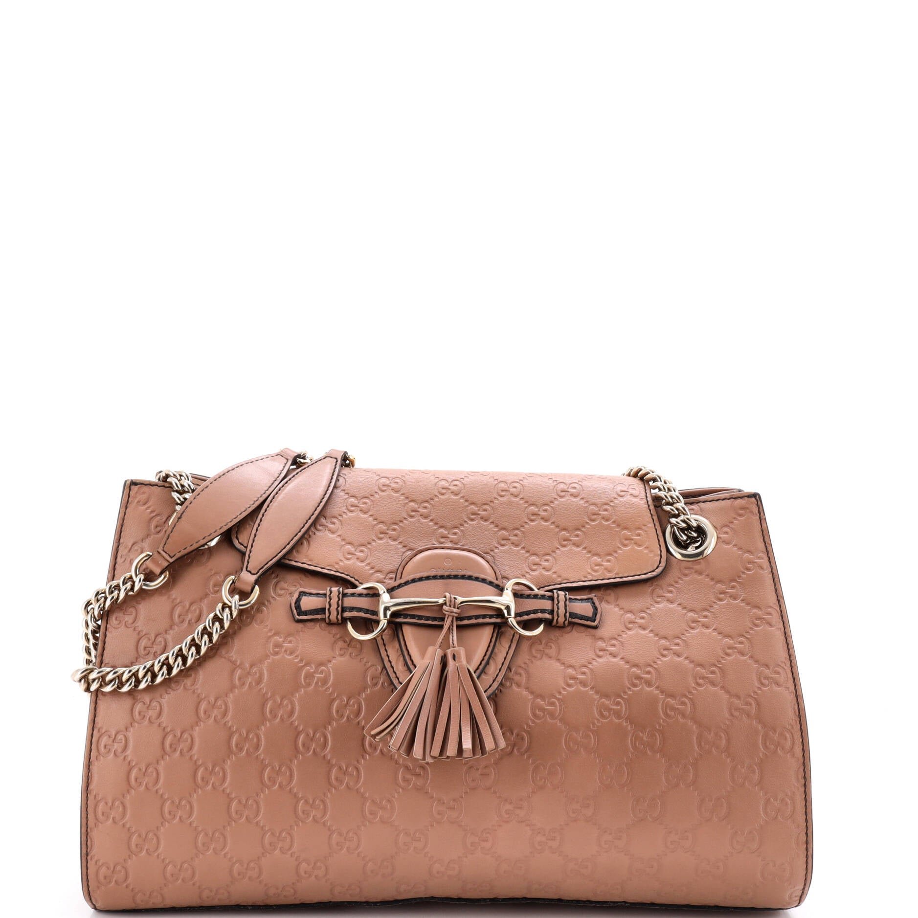Emily Chain Flap Shoulder Bag Guccissima Leather Large