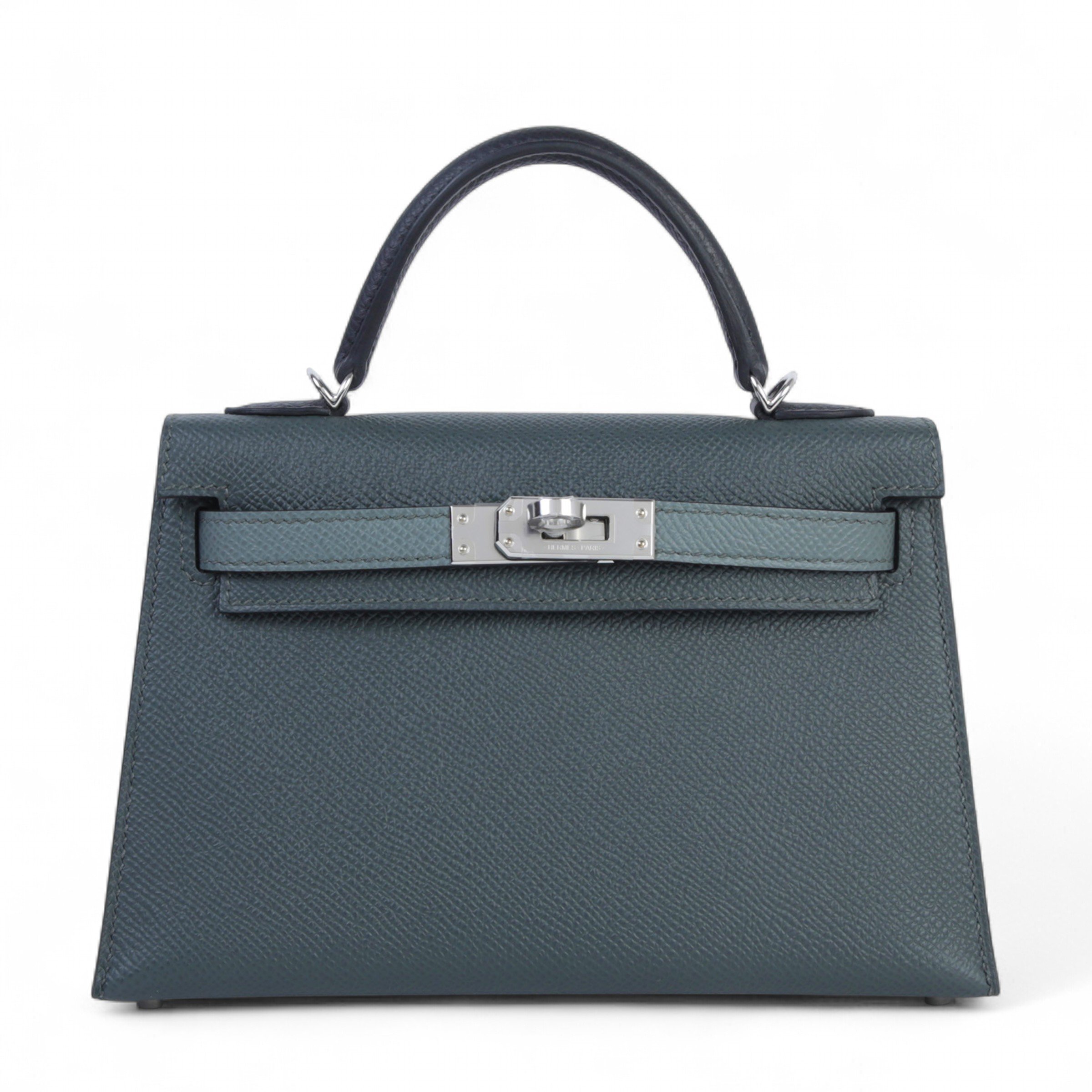 Hermes Brand New ( Rank N ) HERMÈS Mini Kelly II tricolor Vert Mangrove (Q0) Vert Amande (63) Black Epsom Palladium hardware K (2025)