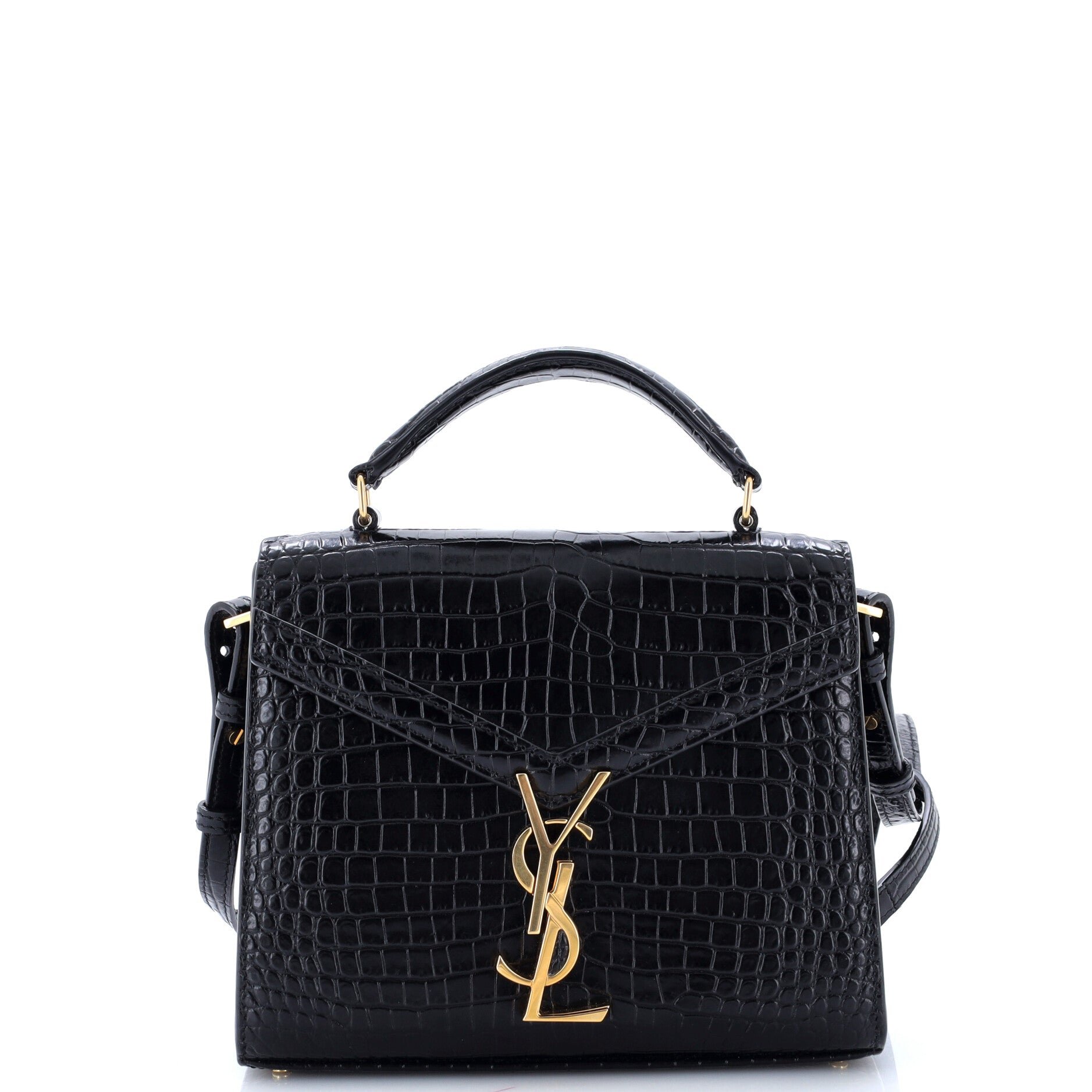 Cassandra Top Handle Bag Crocodile Embossed Leather Mini