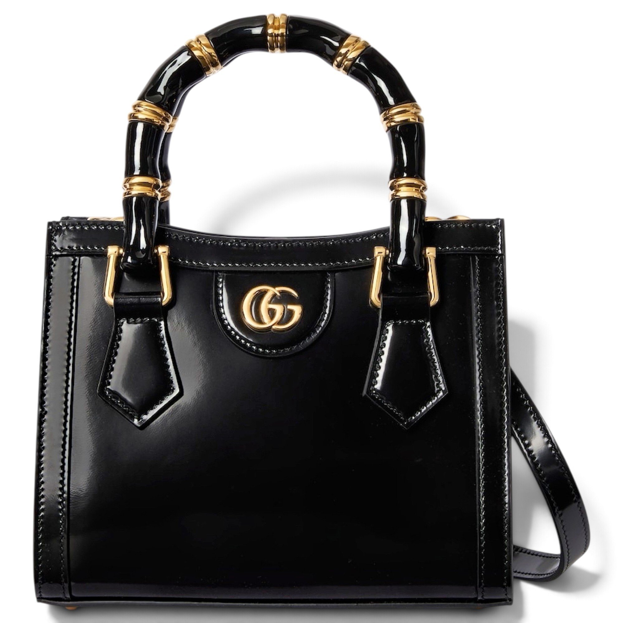 Bamboo Top Handle patent leather handbag