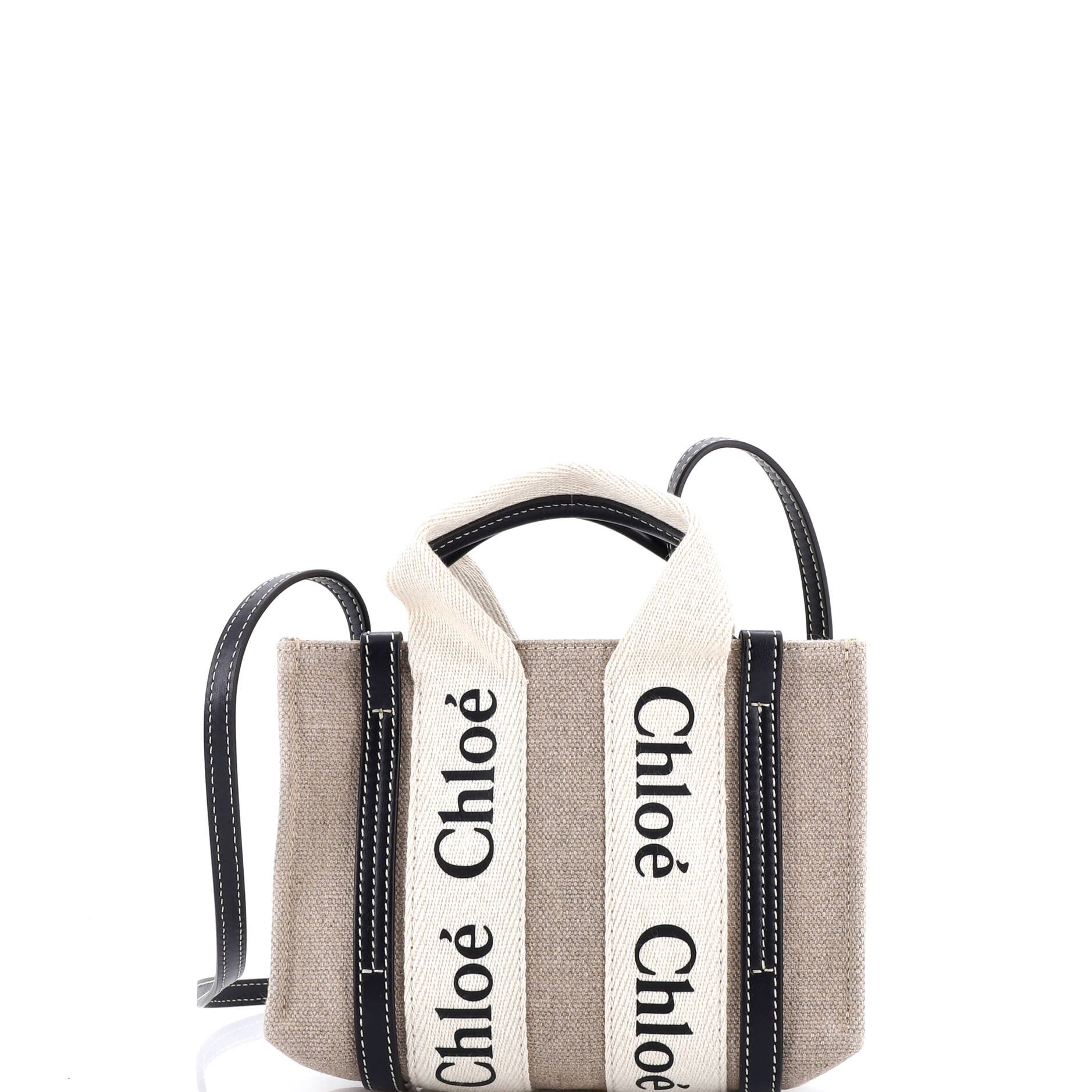 Chloe Woody Convertible Tote Canvas with Leather Mini