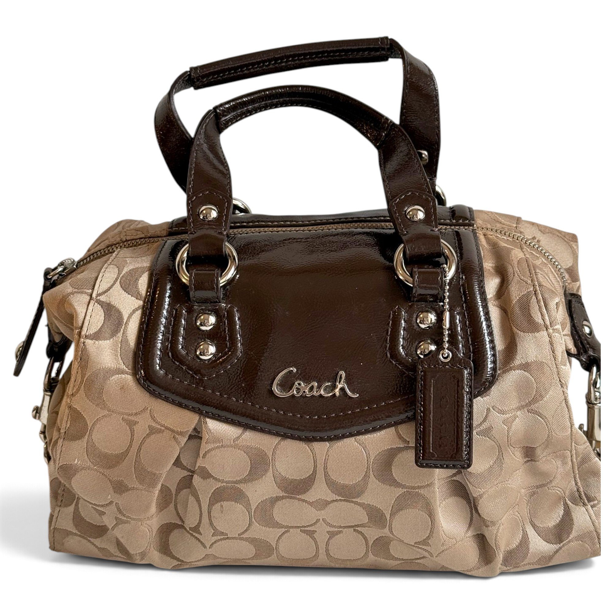 Patent leather satchel