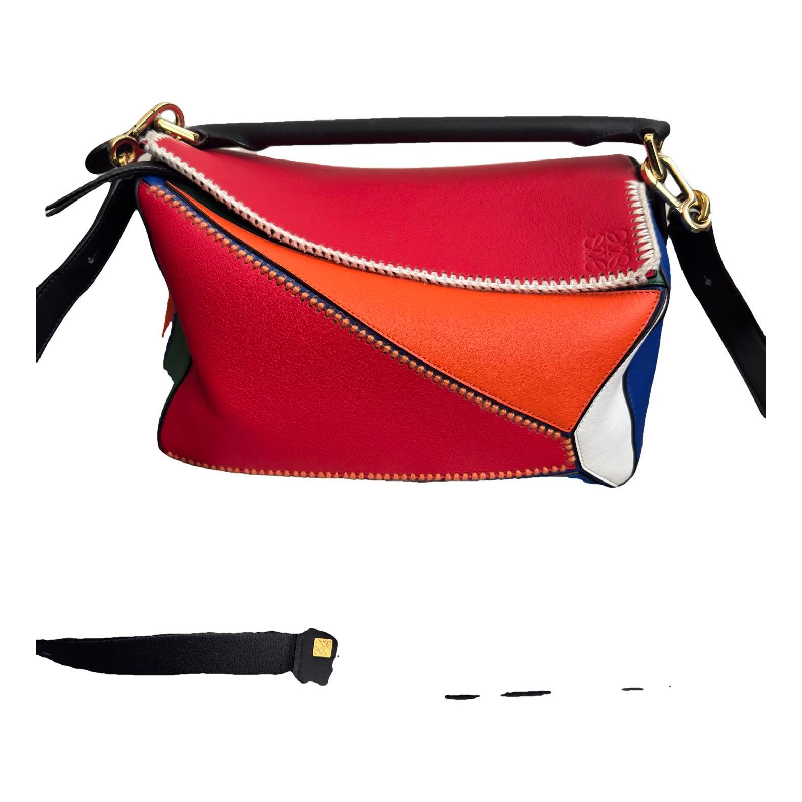 Puzzle leather handbag