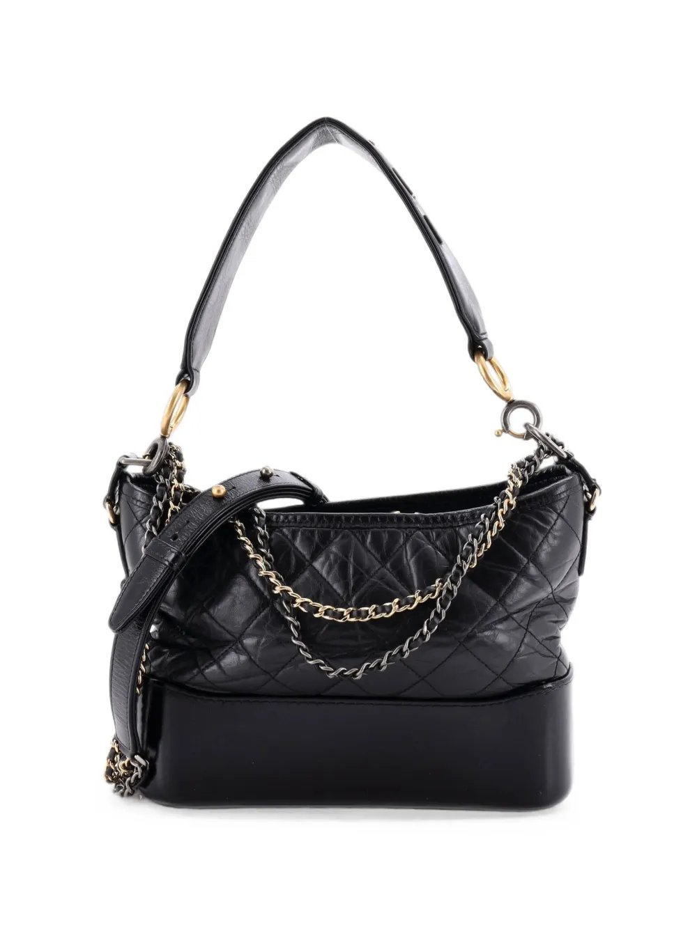 Gabrielle with Logo Handle Quilted Aged Calfskin Medium hobo bag