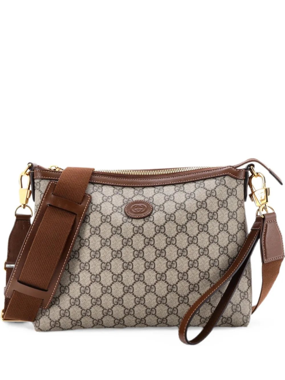 Interlocking G Patch Wristlet Messenger Bag GG Coated Canvas Medium crossbody bag