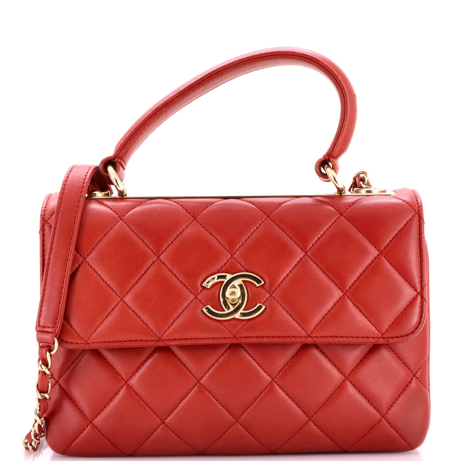 Trendy CC Top Handle Bag Quilted Lambskin Small