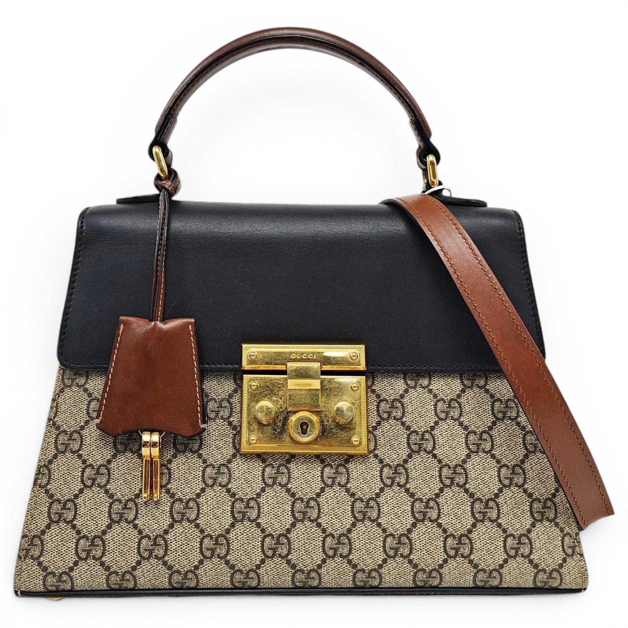 Padlock leather handbag