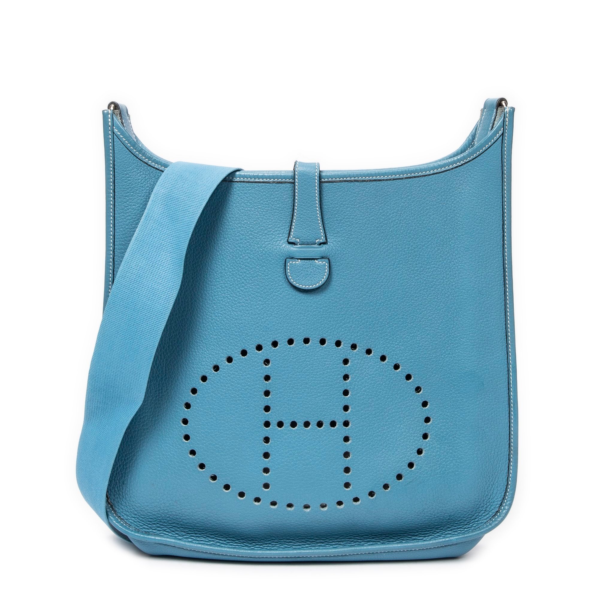 Hermes Evelyne Handbag Blue Jean Togo Leather 2002