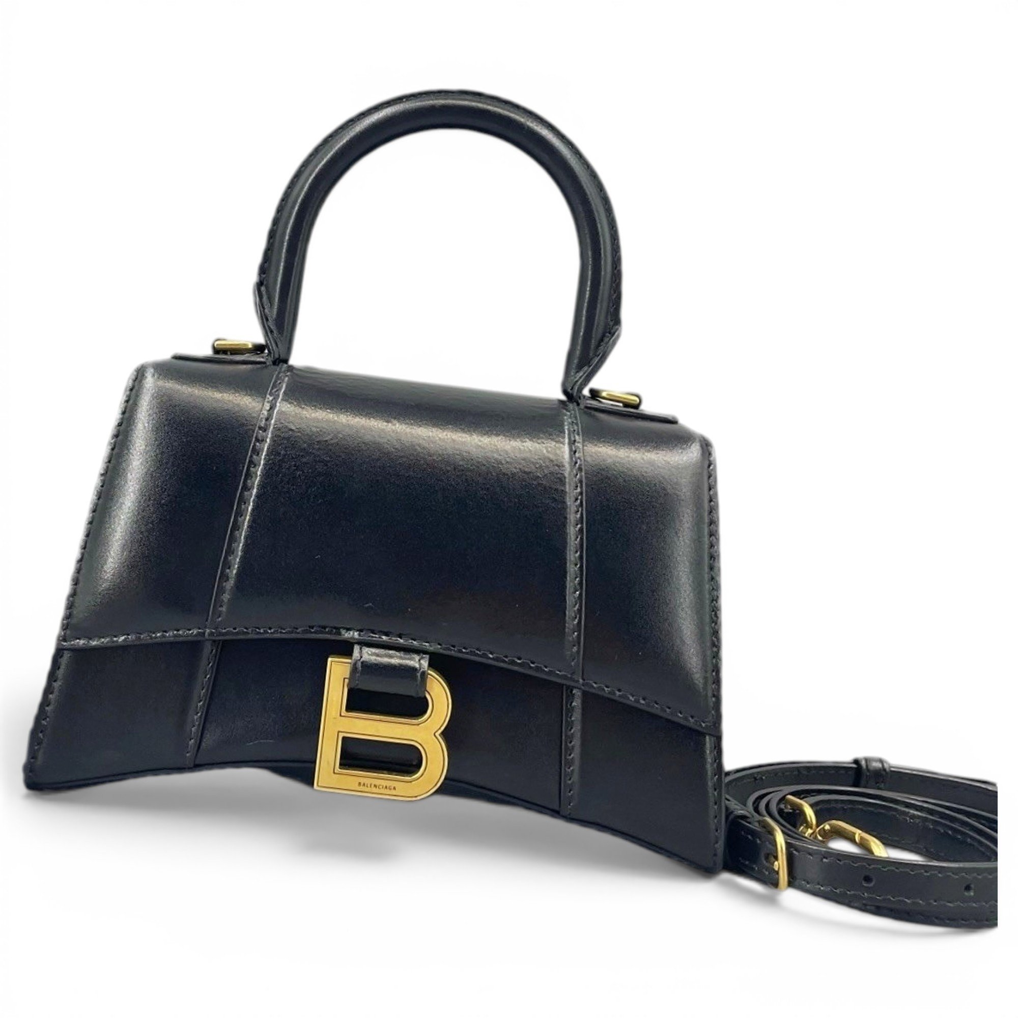 Hourglass leather handbag