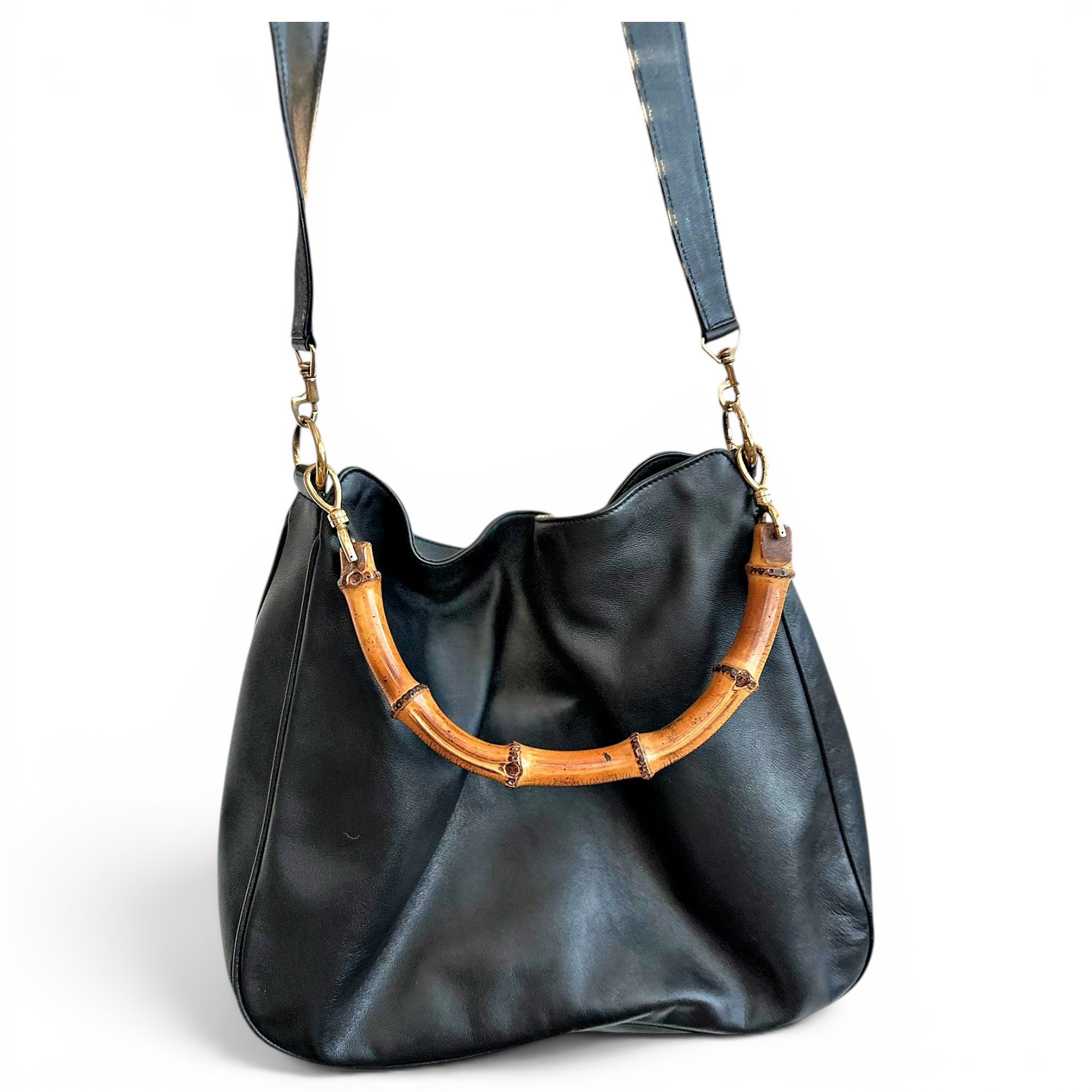 Bamboo Top Handle leather handbag