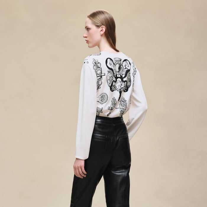 Blanc Nacre "Ferronnerie Remix" Long-sleeve Twillaine Sweater