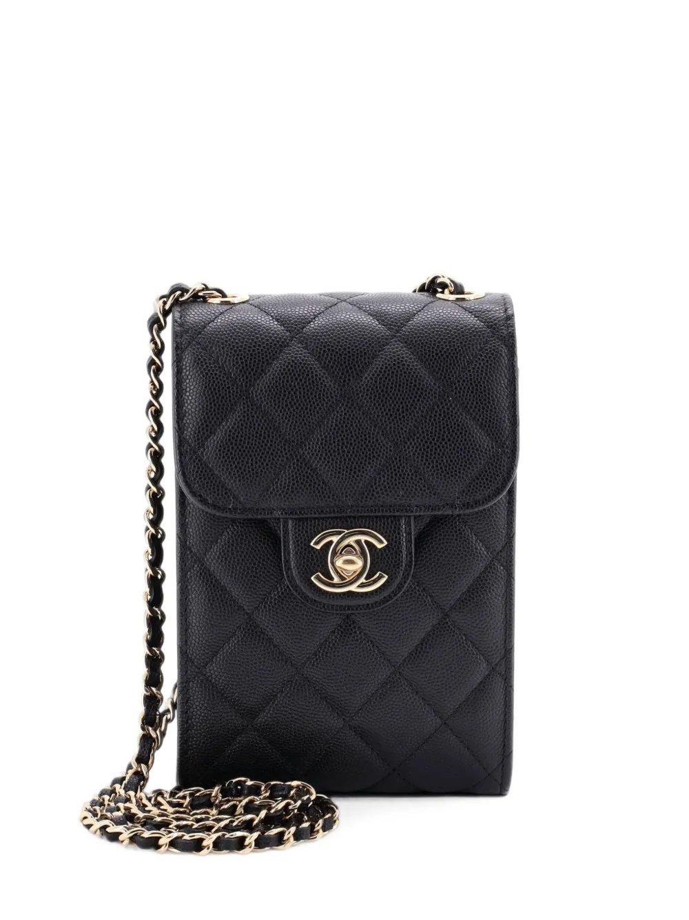 CC Flap Phone Holder Crossbody Bag Quilted Caviar clutch bag