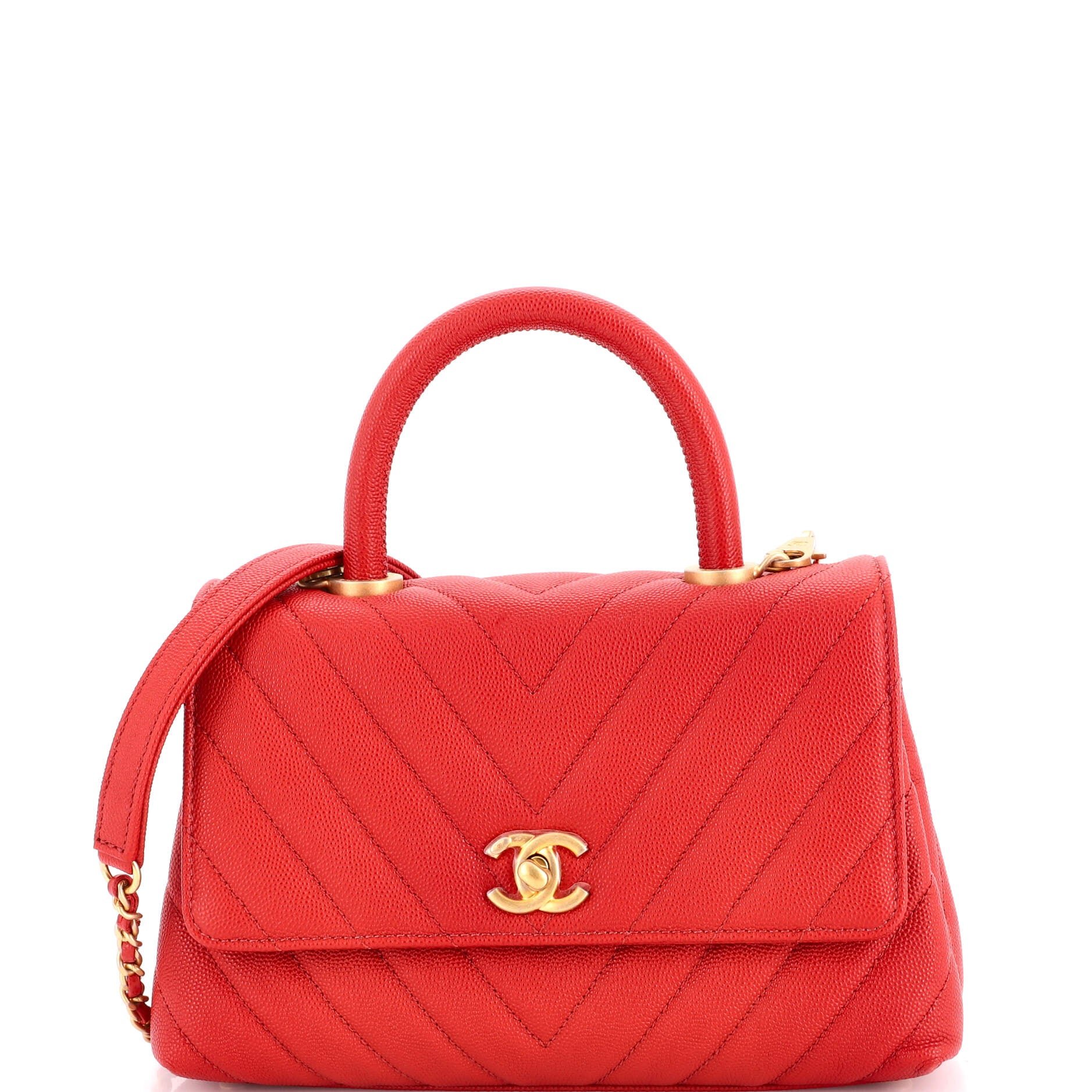 Coco Top Handle Bag Chevron Caviar Mini