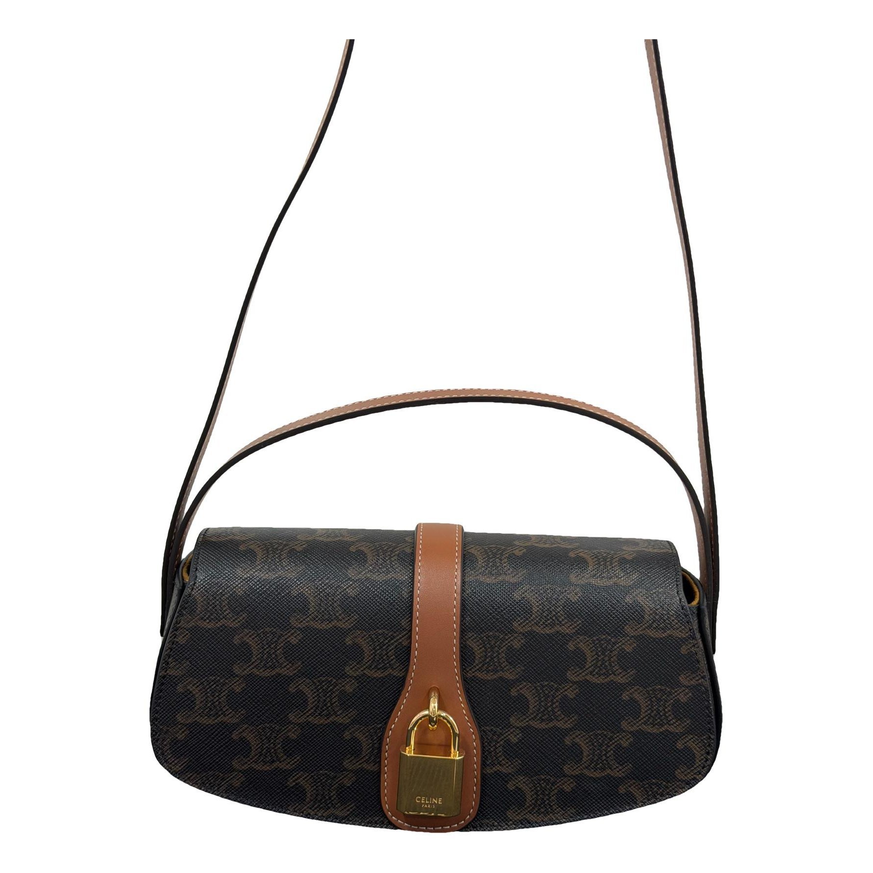 Clasp leather handbag