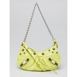 Balenciaga Balenciaga Neon Yellow Lambskin Leather Le Cagole Mini Crossbody Bag