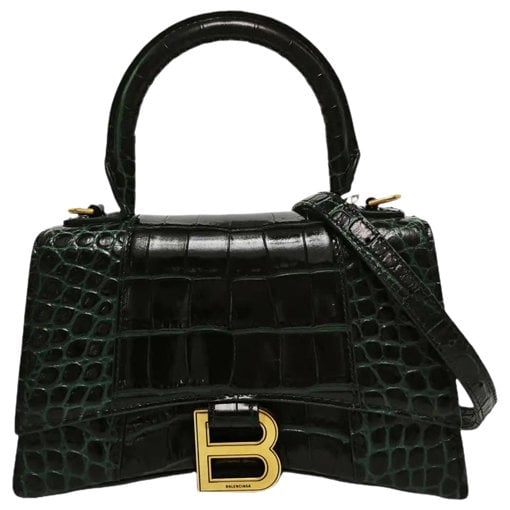 Hourglass leather handbag