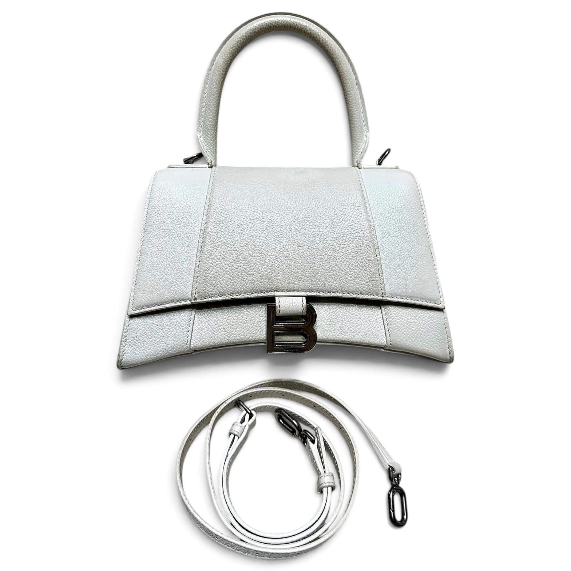 Hourglass leather handbag