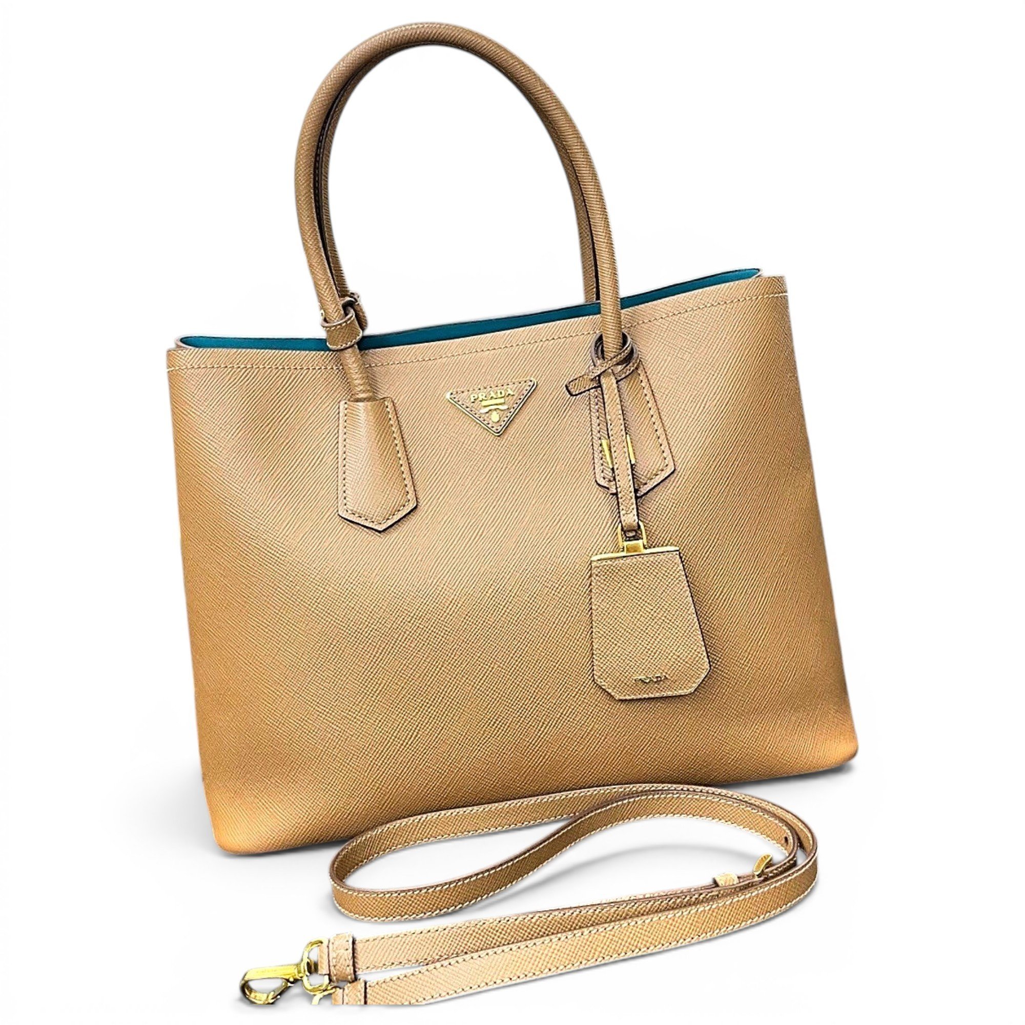 Double leather handbag