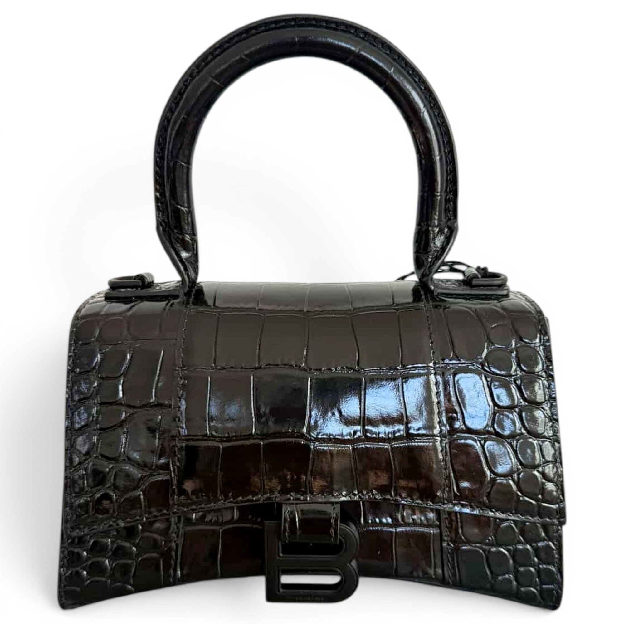 Hourglass leather handbag
