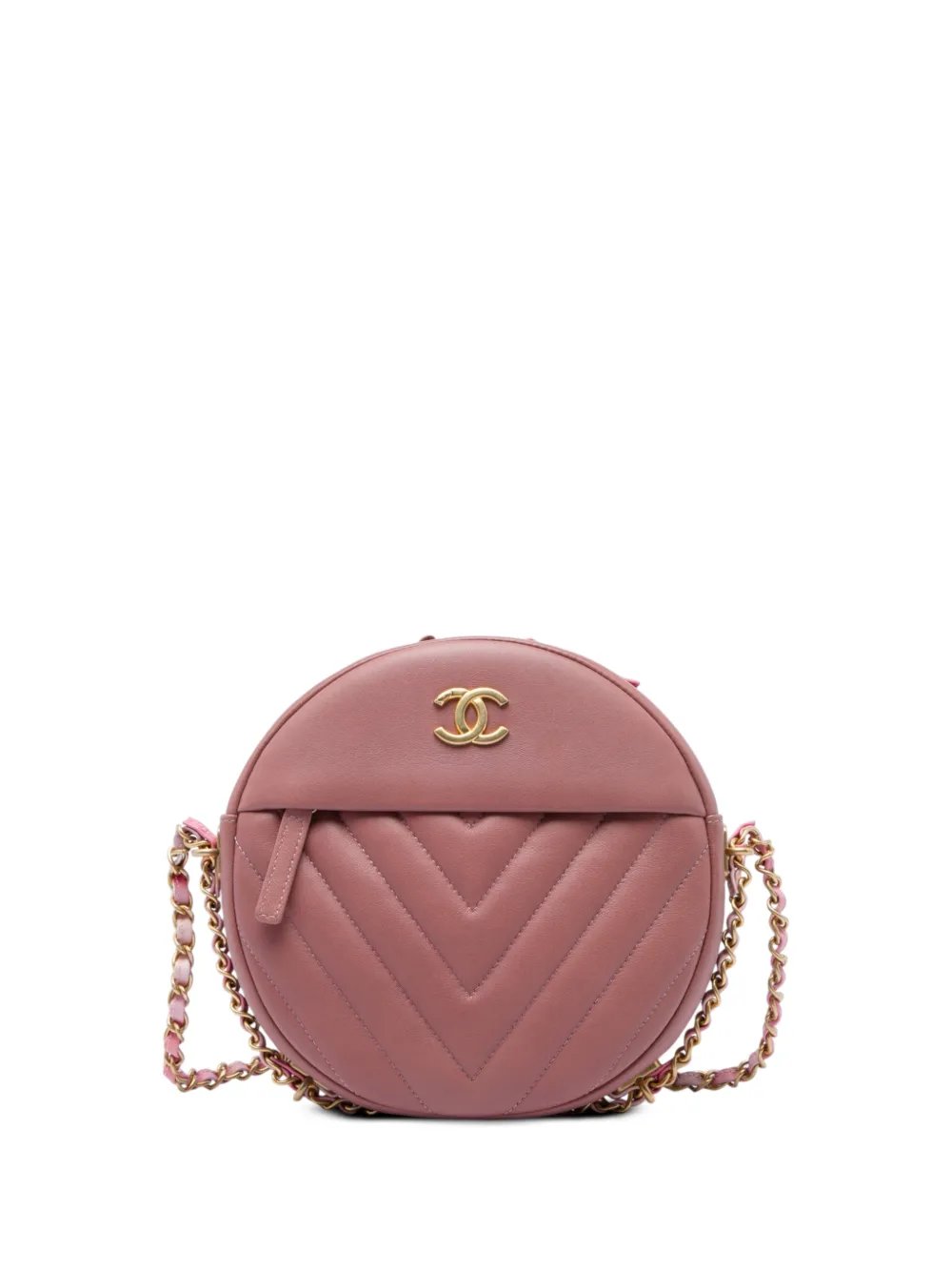 2018 Chevron Lambskin Round As Earth crossbody bag
