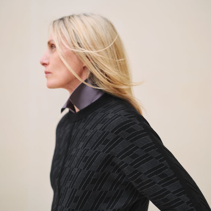 Noir "H En Biais" Motif Long-sleeve Sweater