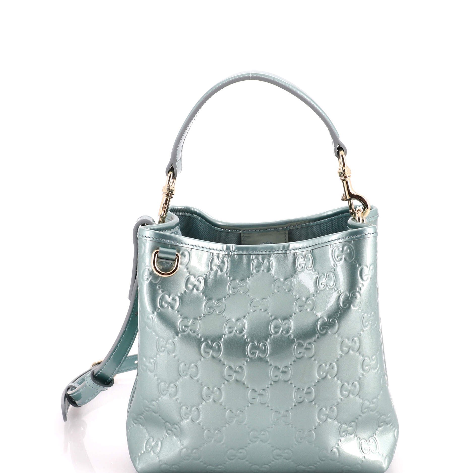 Emblem Bucket Bag GG Embossed Patent Small