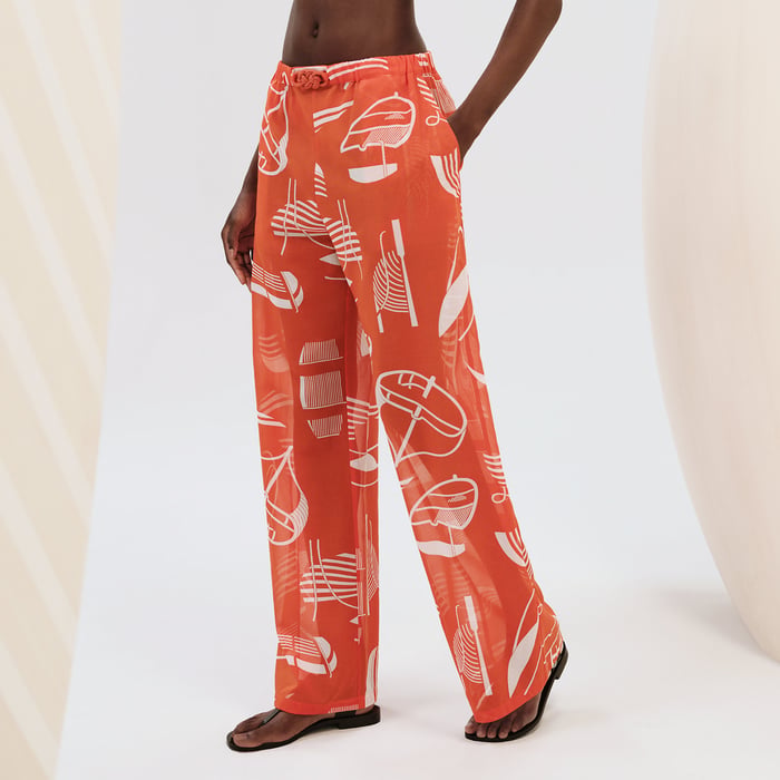 Orange Corail "Thalassa Tattoo" Beach Pants
