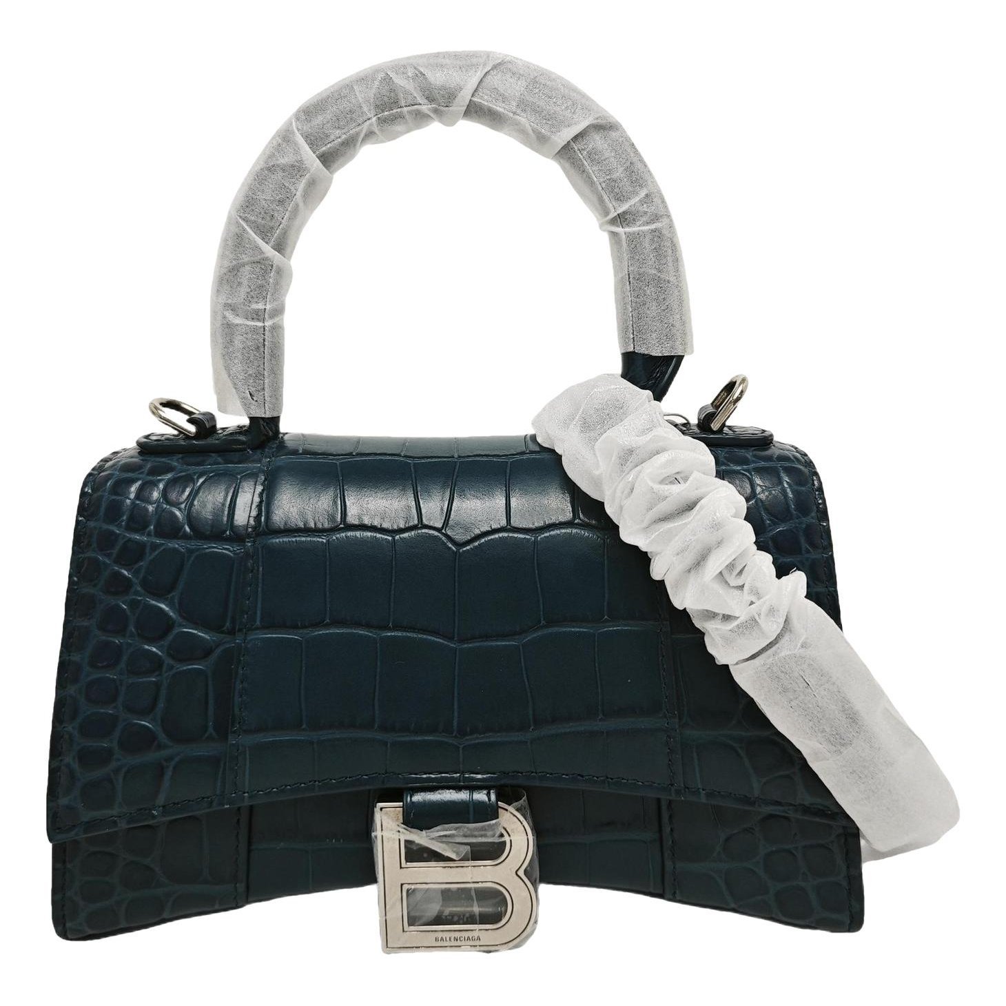 Hourglass leather handbag