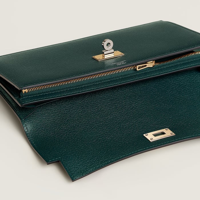 Vert Cyprès Kelly Pocket Long Electrum Wallet