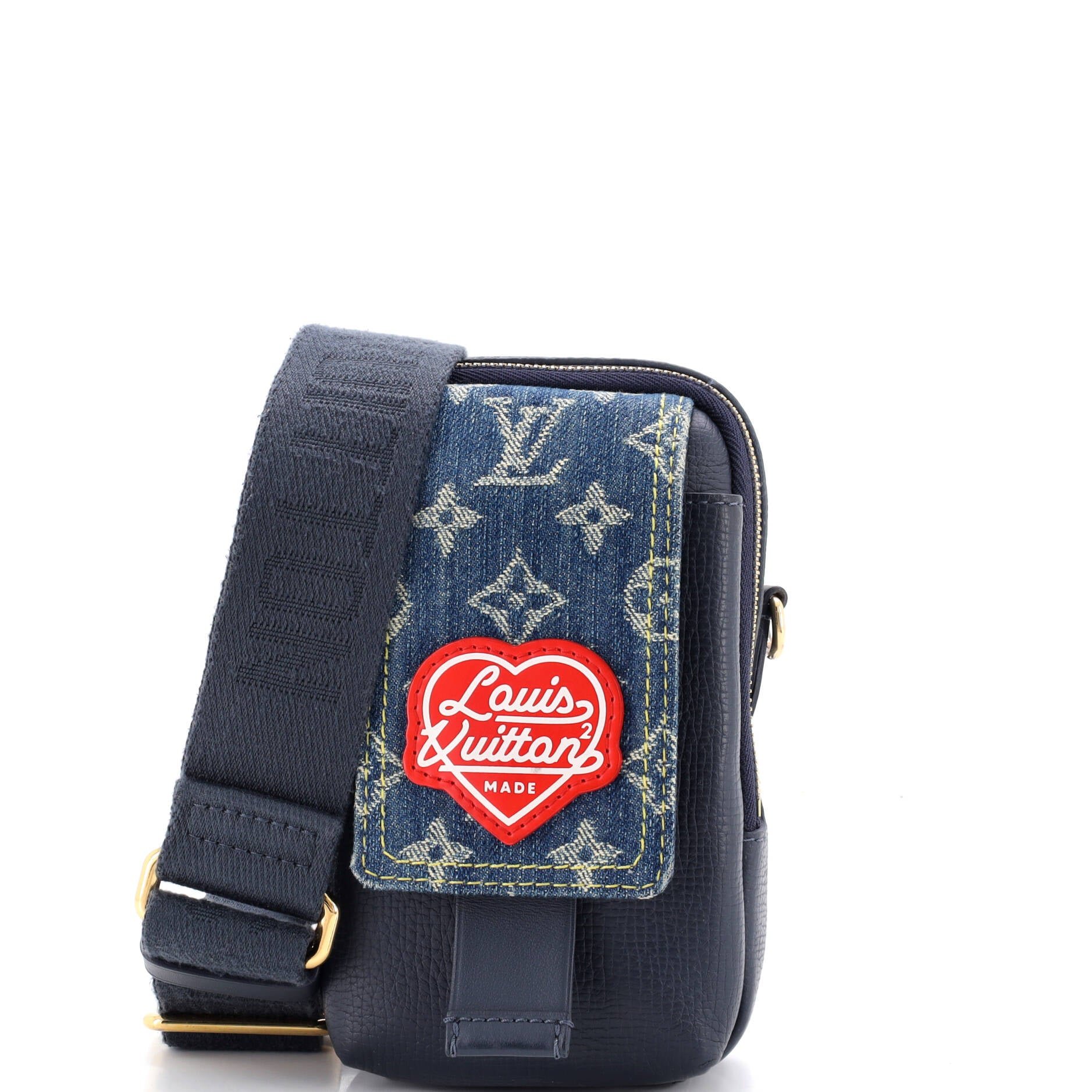 Nigo Flap Double Phone Pouch Monogram Denim and Taurillon Leather