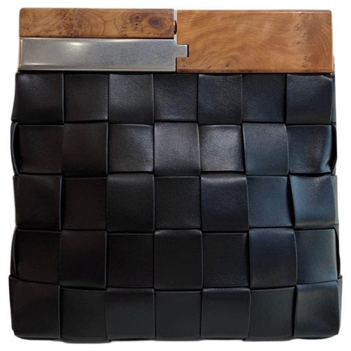 Snap leather handbag