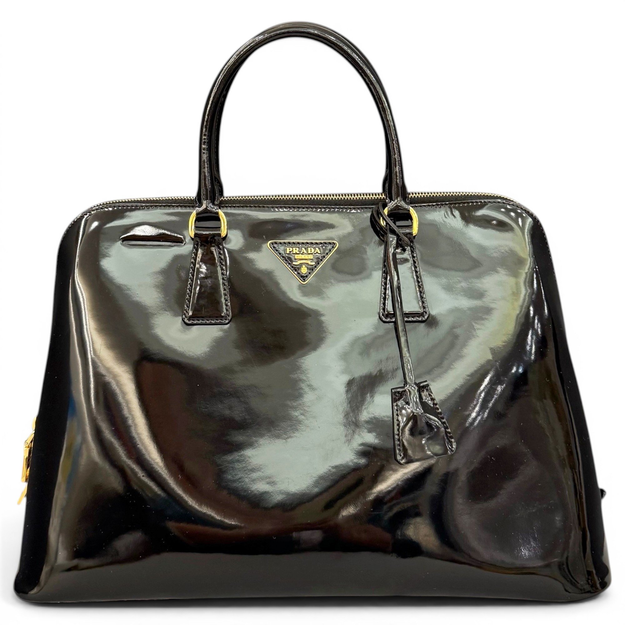 Promenade patent leather handbag