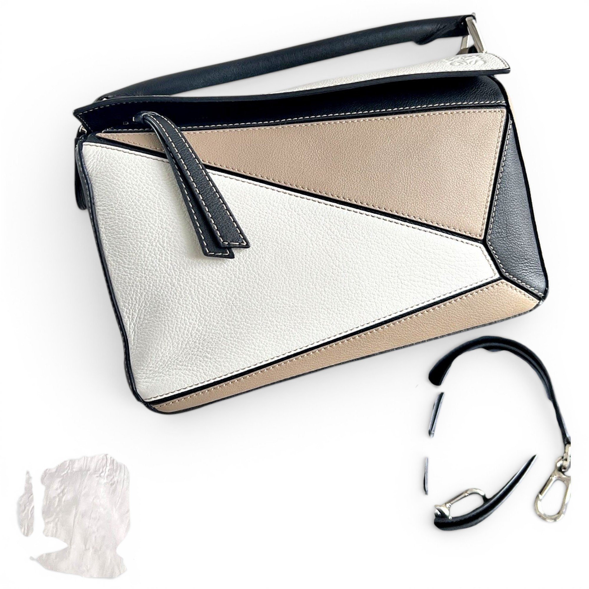 Puzzle leather handbag