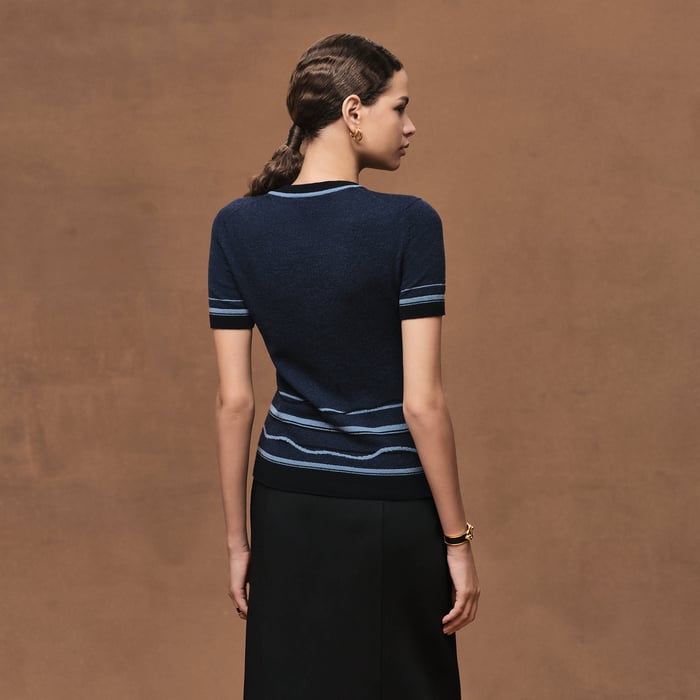 Bleu Lagune "Ex-libris" Short-sleeve Sweater