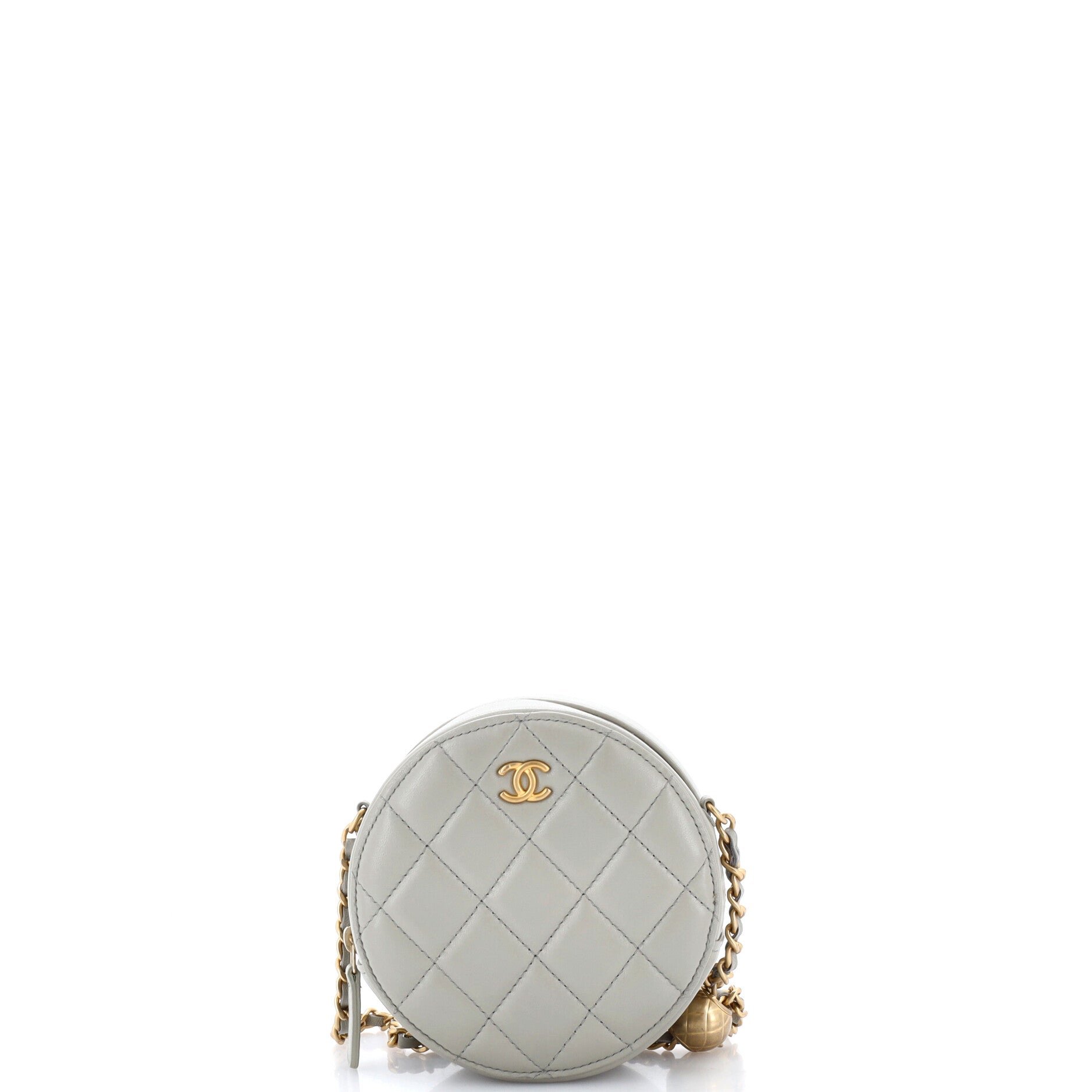 Pearl Crush Round Clutch with Chain Quilted Lambskin