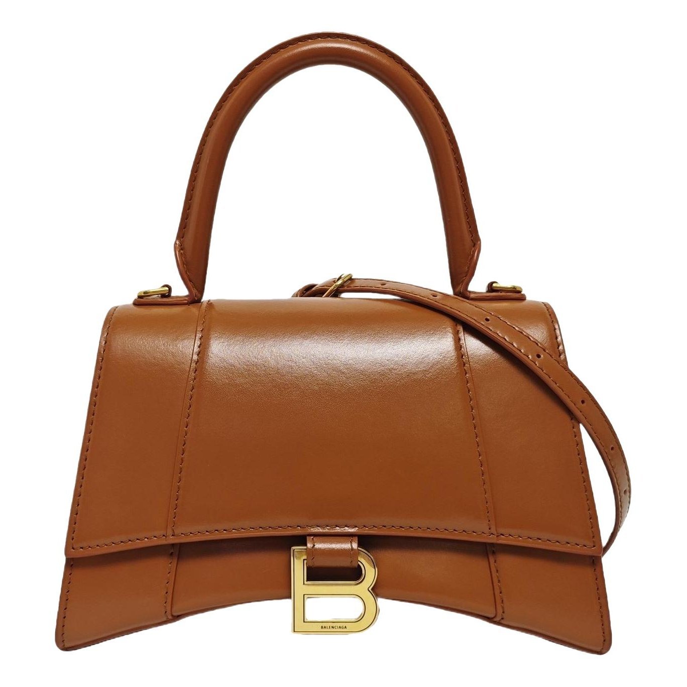 Hourglass leather handbag