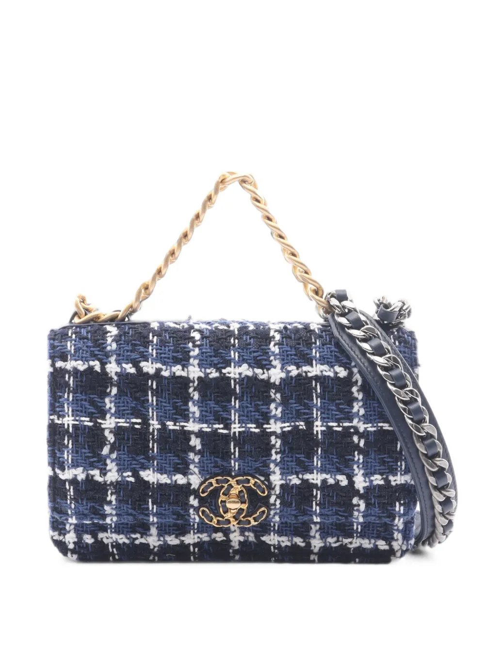 2021 Chanel 19 check-pattern mini bag