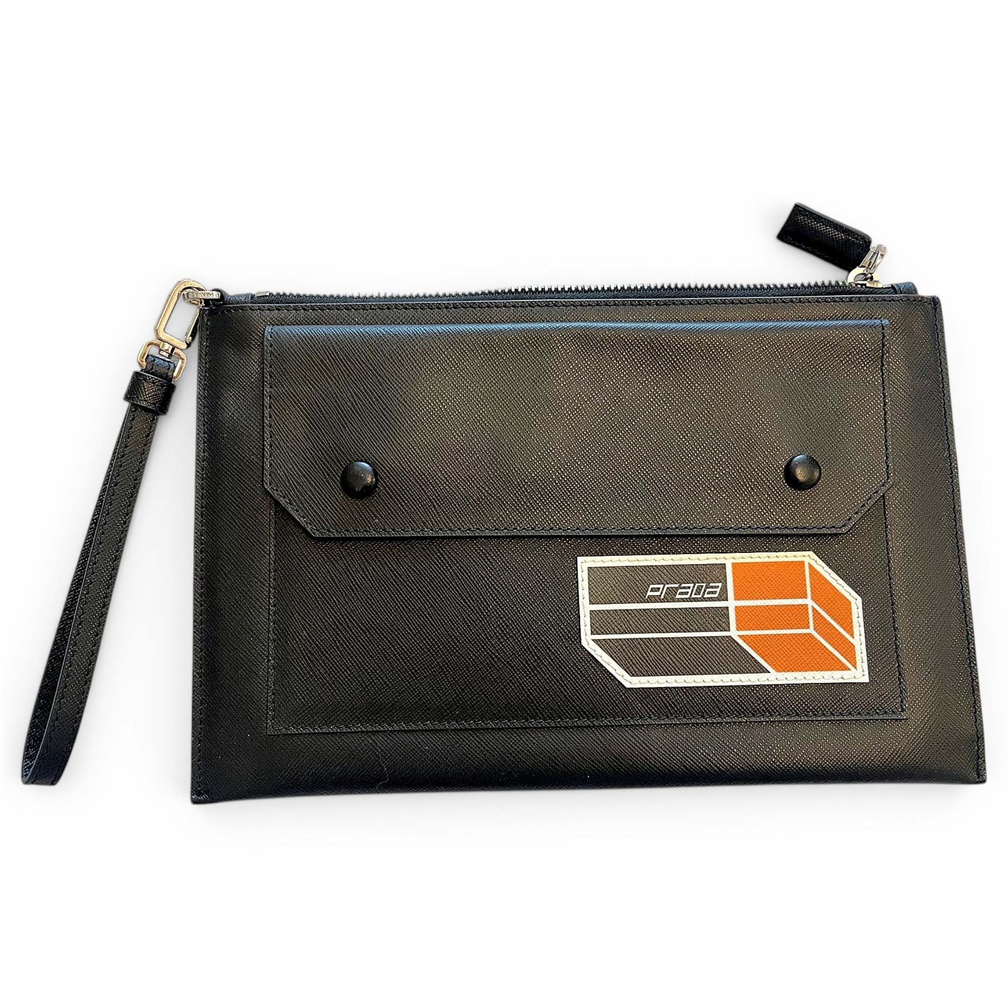 Leather clutch bag