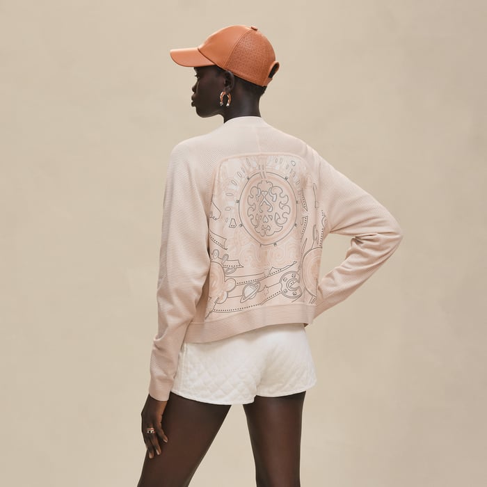 Blanc Perle "Candy Libris" Long-sleeve Twillaine Cardigan