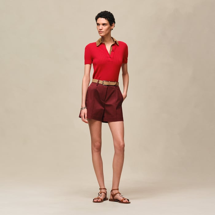 Rouge H Short En Double Twill De Coton