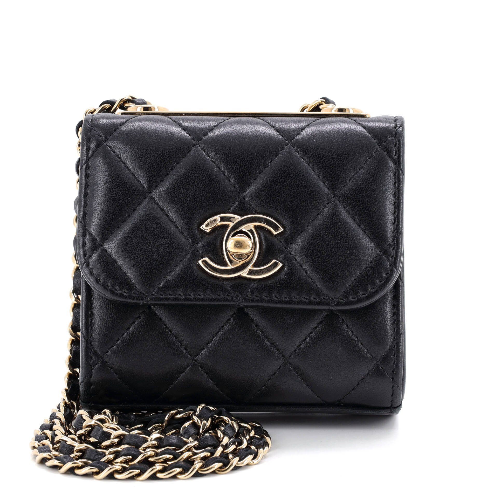 Trendy CC Clutch with Chain Quilted Lambskin Small