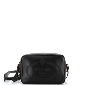 Prada Logo Camera Bag Embossed Leather Small