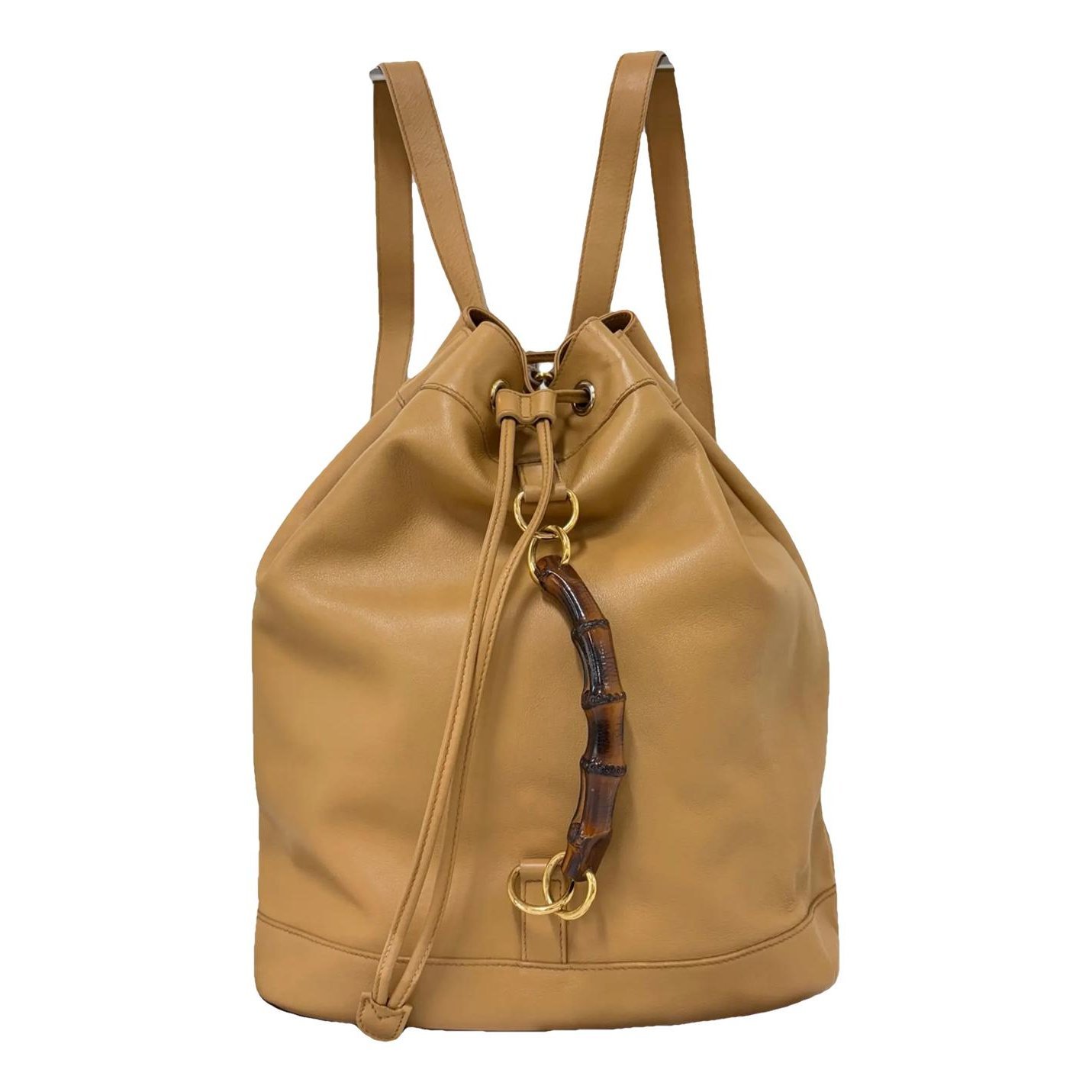 Bamboo Tassel Oval leather backpack