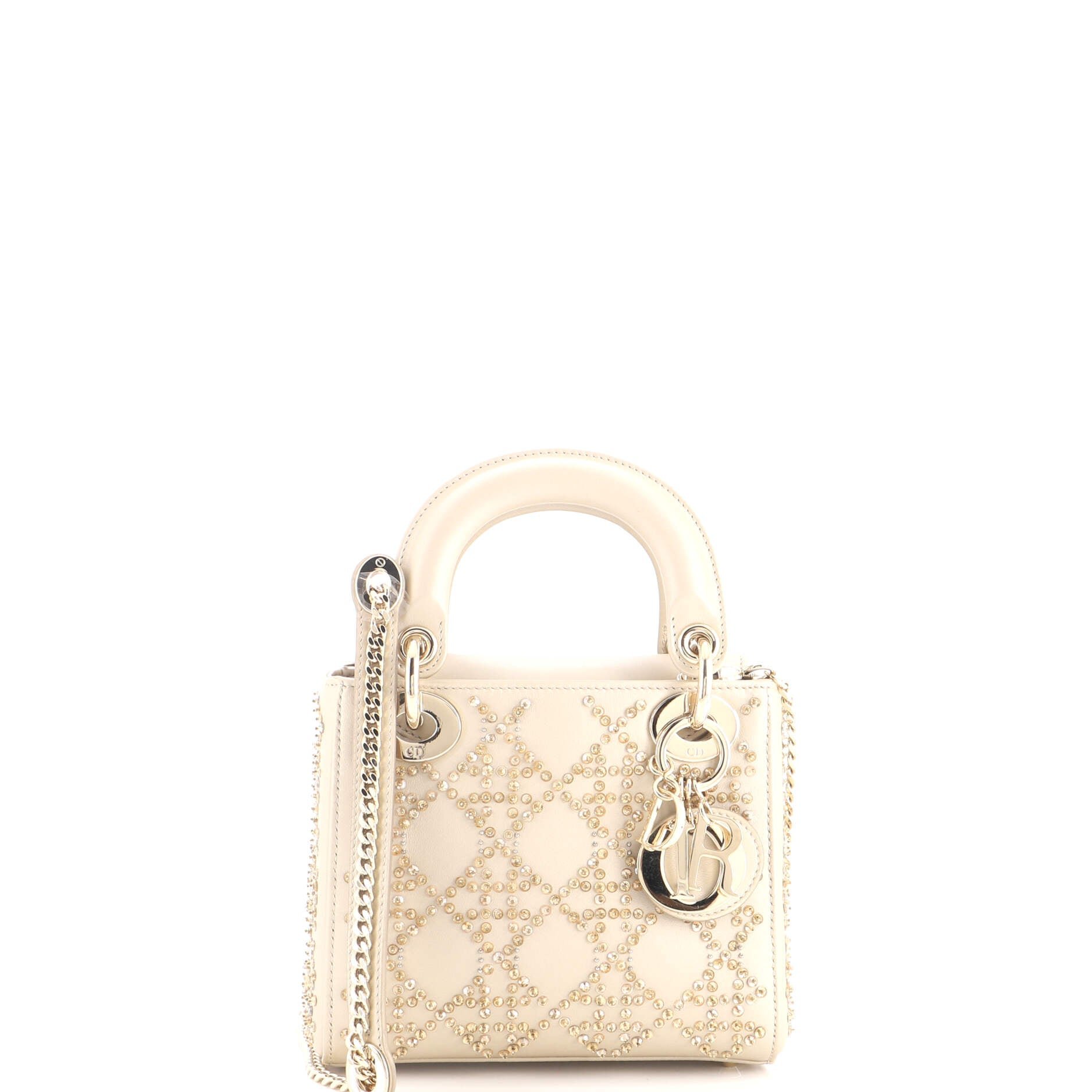 Lady Dior Chain Bag Crystal Embellished Cannage Quilt Leather Mini