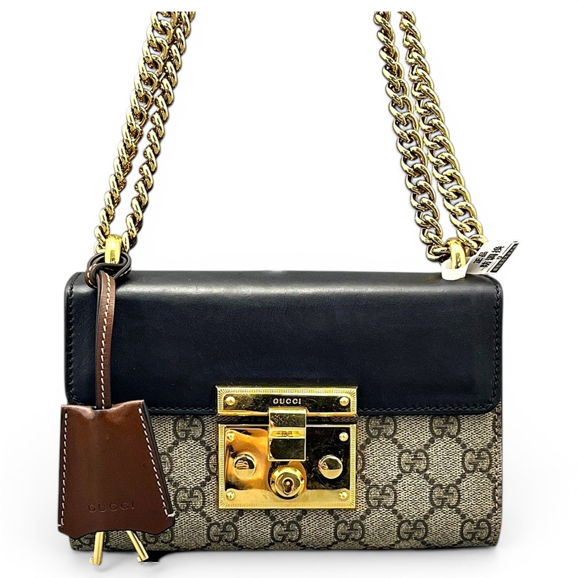 Padlock leather handbag