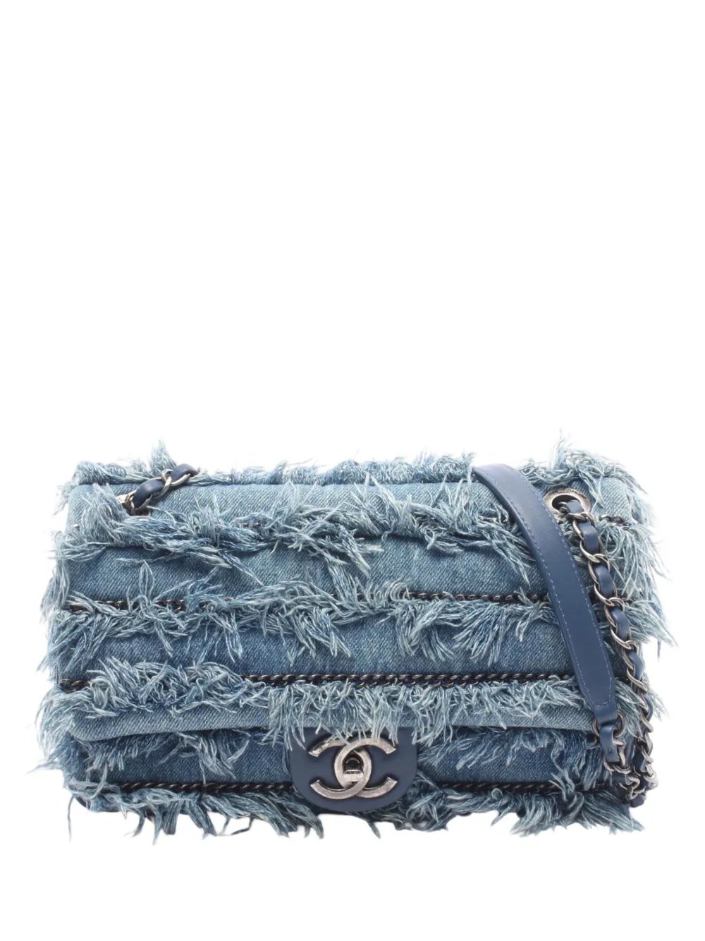 2014-2015 Mini Paris-Dubai Denim Fringe Single Flap shoulder bag