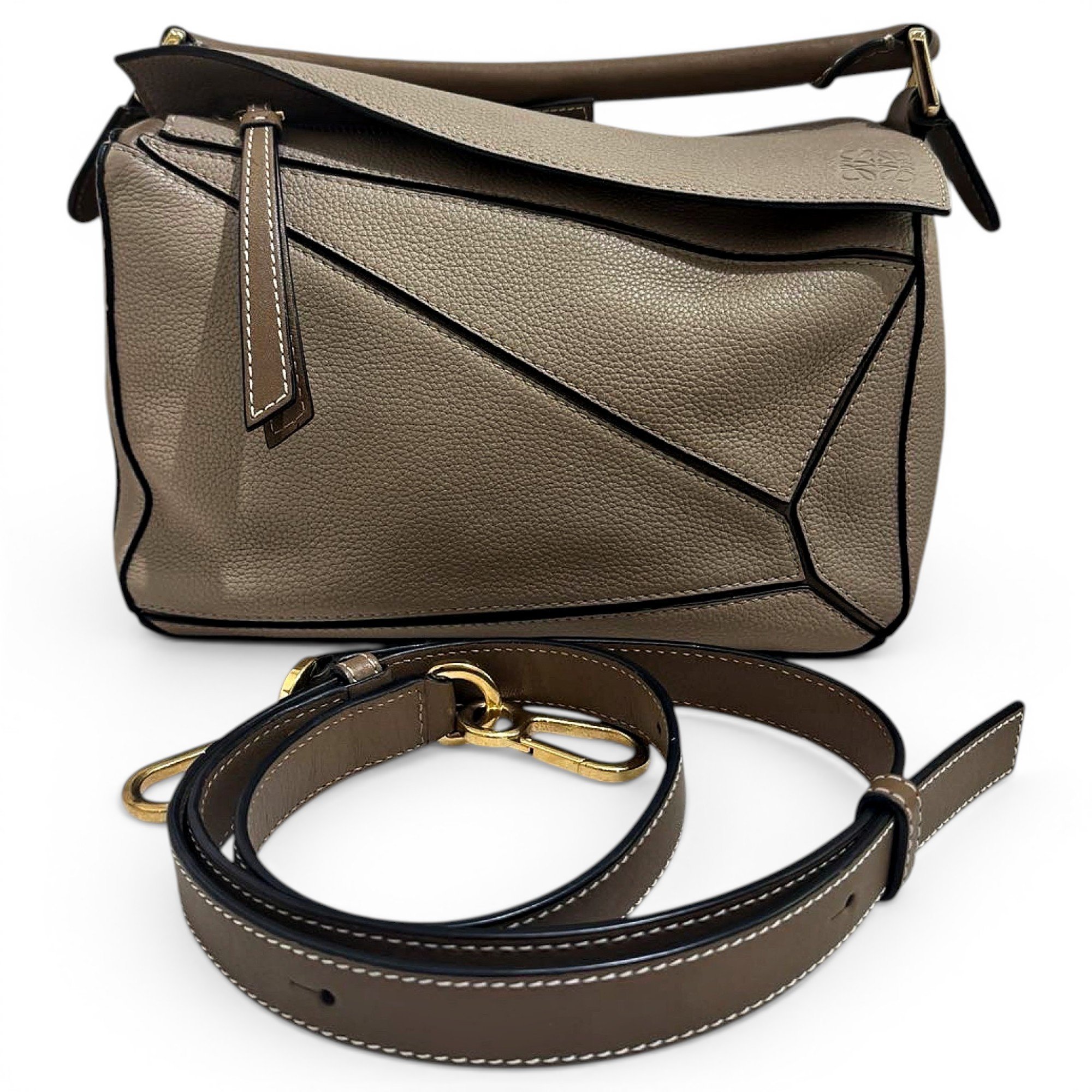 Puzzle leather handbag