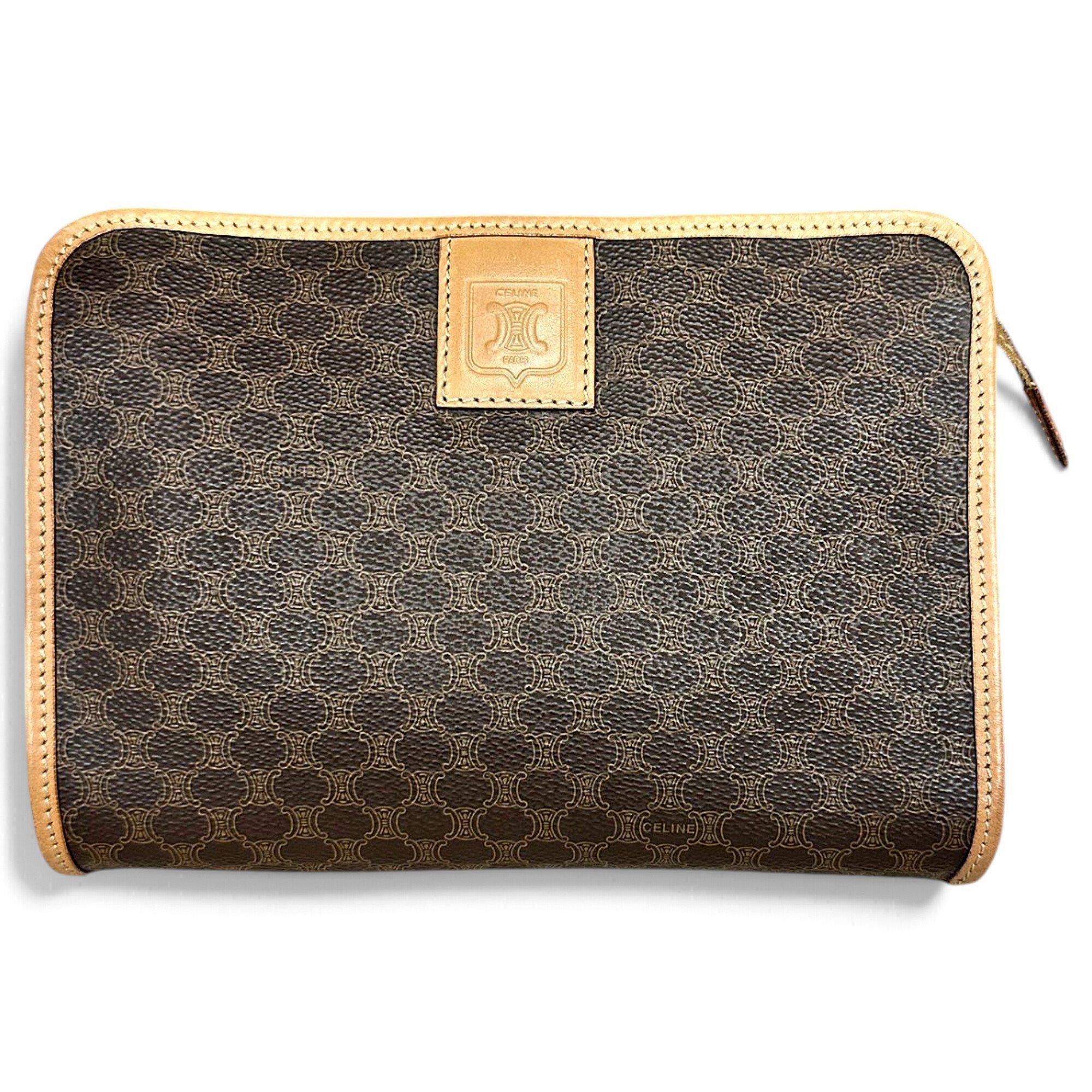 Triomphe Vintage leather clutch bag
